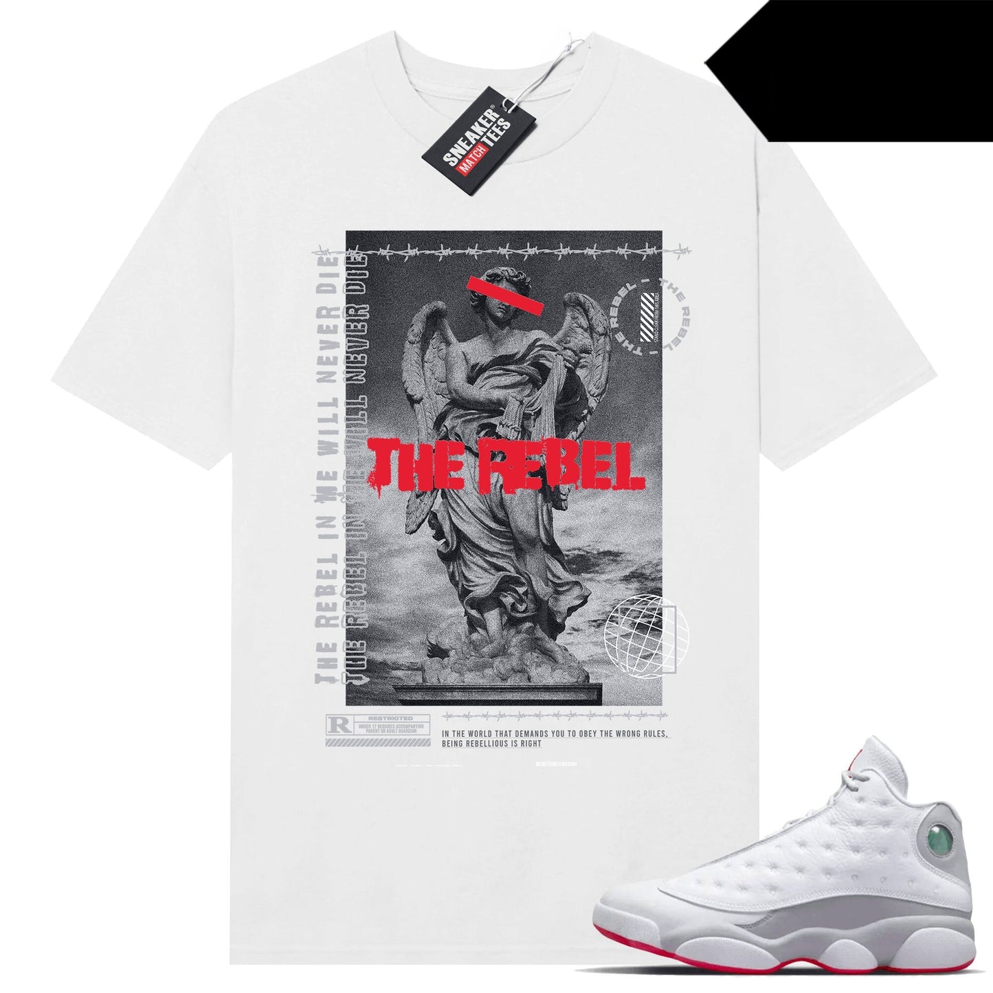 Wolf Grey 13s shirts to match Sneaker Match Tees White Rebel