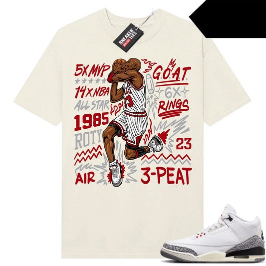 White Cement 3s to match Sneaker Match Tees Sail MJ Goat