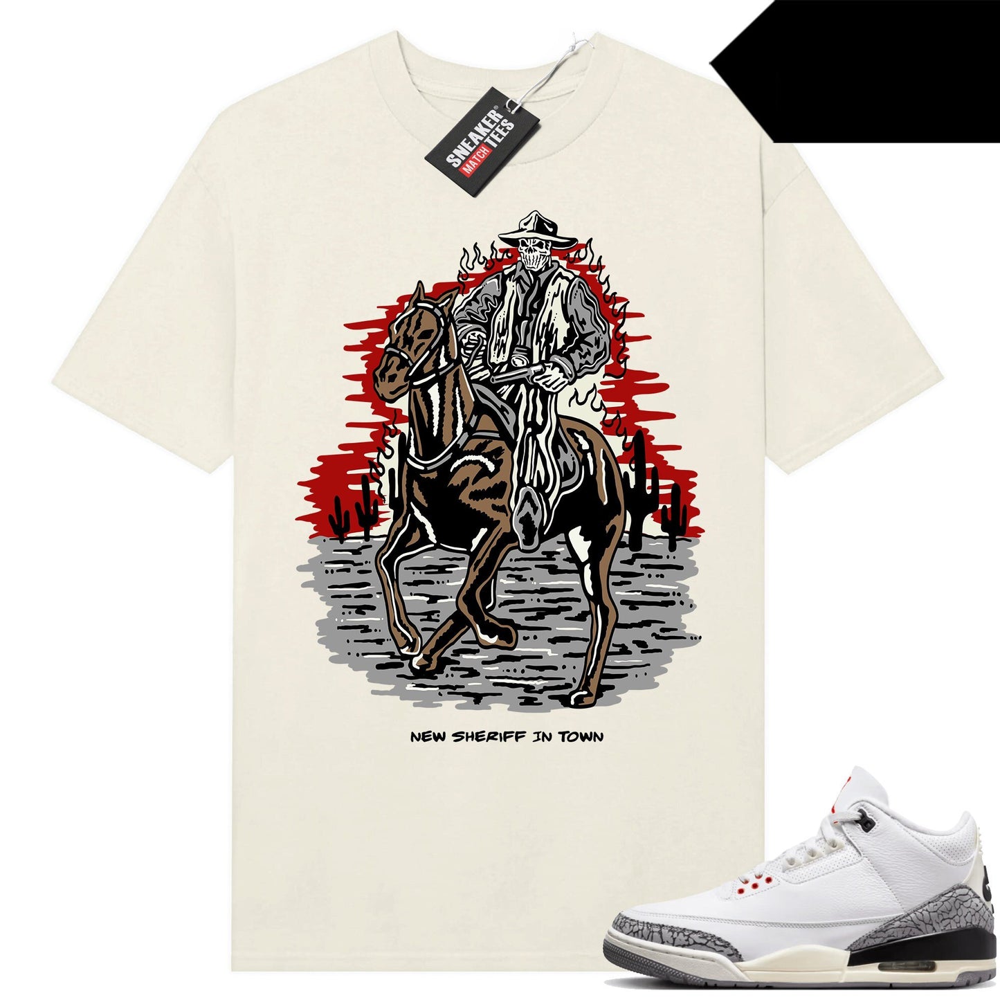 White Cement 3s to match Sneaker Match Tees Sail New Sheriff in Town