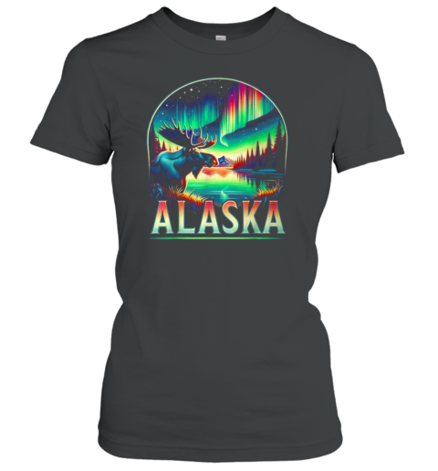 Alaska Northern Lights Aurora Viewing Alaska Moose T-Shirt