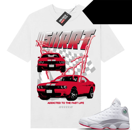 Wolf Grey 13s shirts to match Sneaker Match Tees White SKRRRT Fast Life