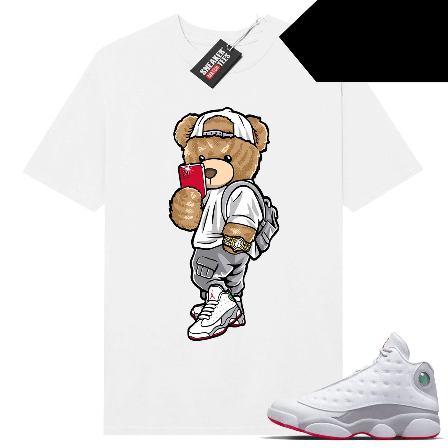 Wolf Grey 13s shirts to match Sneaker Match Tees White Drip Check