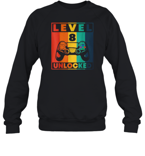 8Th Birthday Gamer Boy Or Gamer Girl Level 8 Unlocked T-Shirt