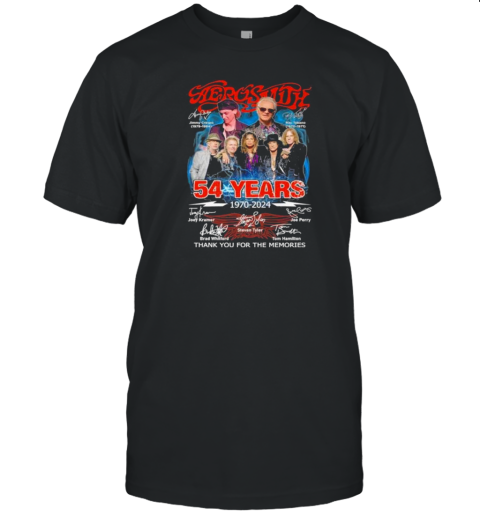 Aerosmith 54 Years 1970 2024 Thank You For The Memories Signatures T-Shirt