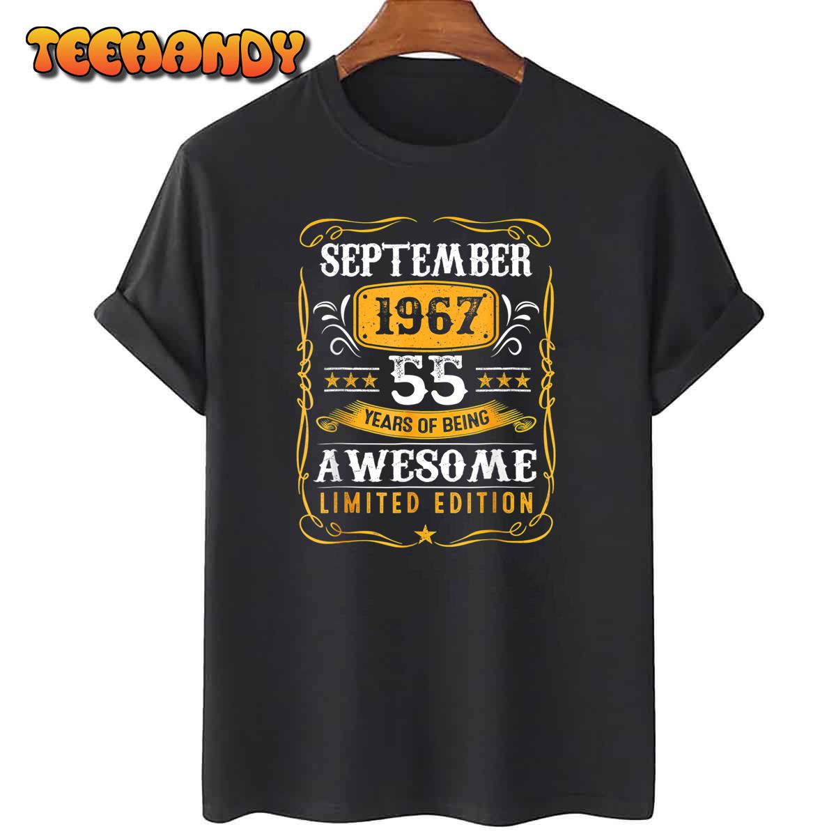 55 Years Old Gifts Vintage September 1967 55th Birthday T-Shirt